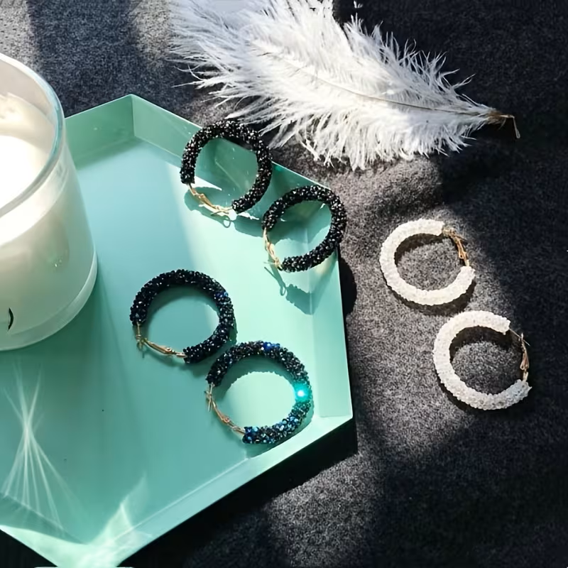 Candongas Bohochic con cristales y diamantes birllantes - Foto 2
